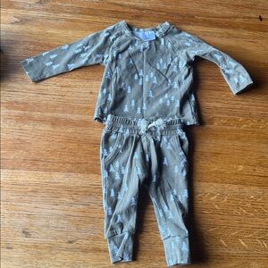 Sage green and white Tree Print Baby Outfit